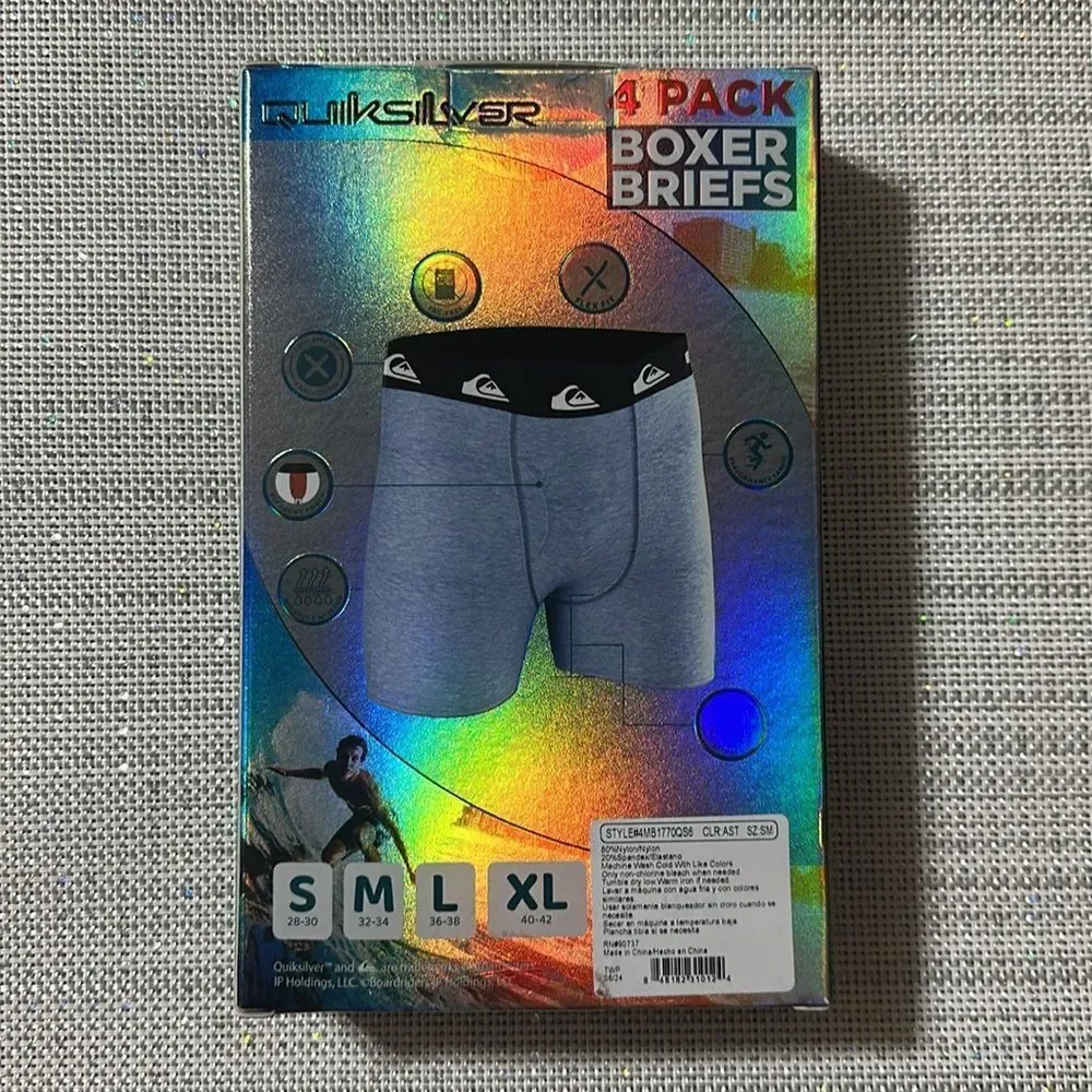 Quicksilver Multi S Multi Performance Nylon Fly Front Boxer Briefs Pack of 4